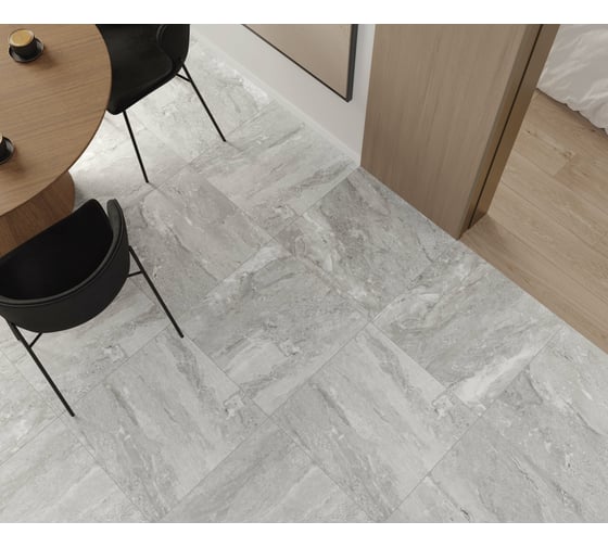 Керамогранит LAPARET gala grey серый, 60x60 см, матовый, 1.44 кв.м, 4 шт. в упаковке х9999290581