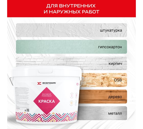 Фасадная резиновая краска ECOROOM RAL 7037 пыльно-серый, 1.3 кг Е-Кр -3583/7037