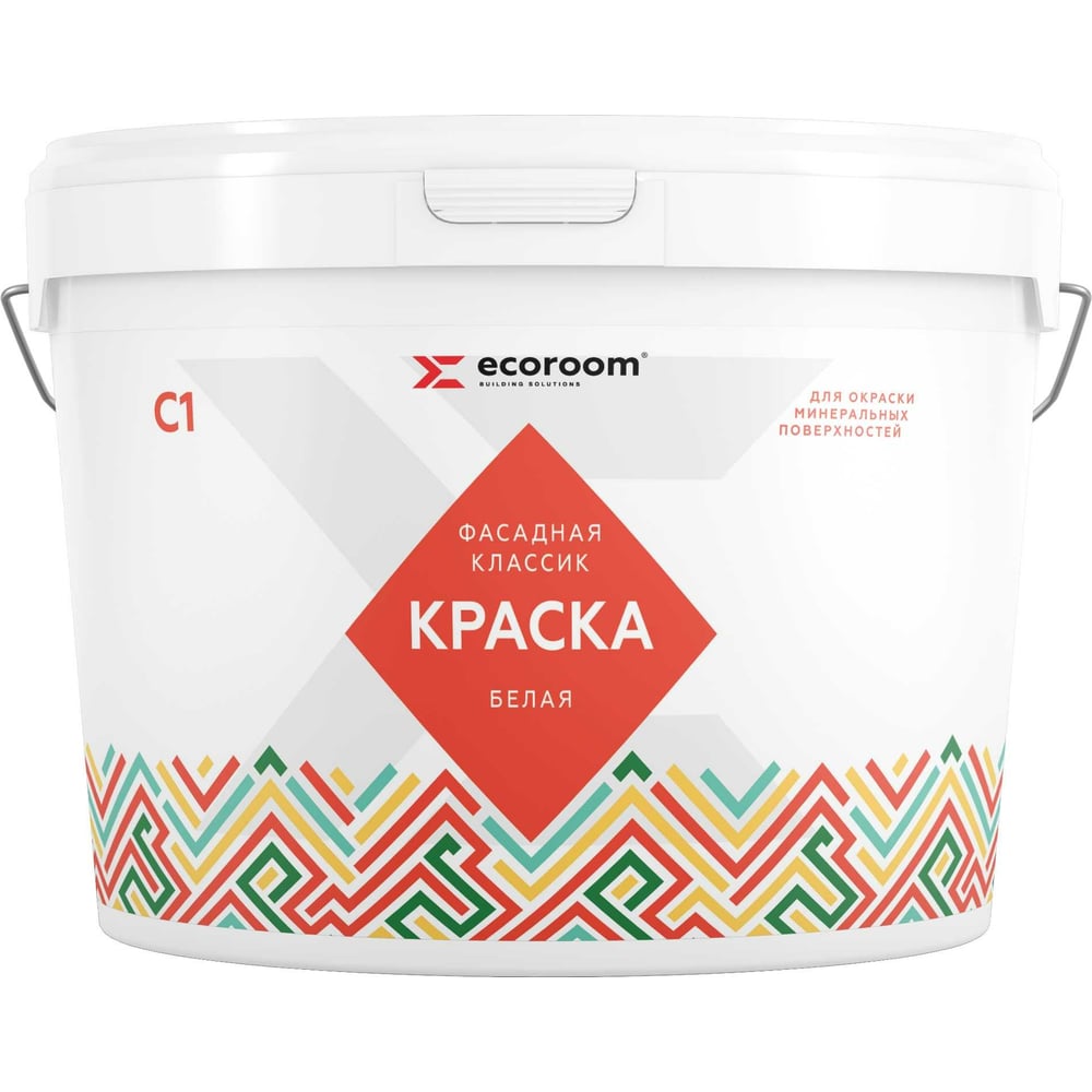 Фасадная краска ECOROOM белая, 14 кг E-Кр-72/14 - выгодная цена, отзывы,  характеристики, фото - купить в Москве и РФ