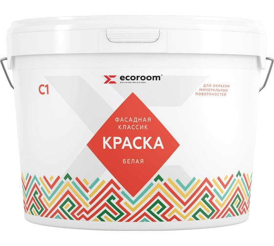 Фасадная краска ECOROOM белая, 14 кг E-Кр-72/14 1