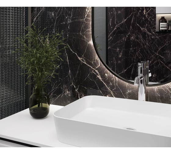 Керамогранит LAPARET Black arkadia черный, полированный, 60x120 см, 1.44 кв. м, 2 шт. х9999281092