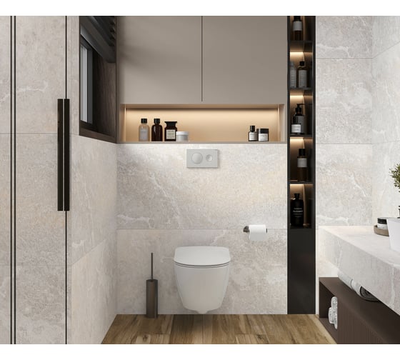 Керамогранит LAPARET Blaze silver светло-серый, 60x120 см, сатинированный карвинг, 1.44 кв. м, 2 шт. х9999293160