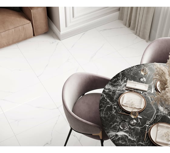 Керамогранит LAPARET Atlantic white s белый, 60x60 см, полированный, 1.44 кв. м, 4 шт. х9999286792
