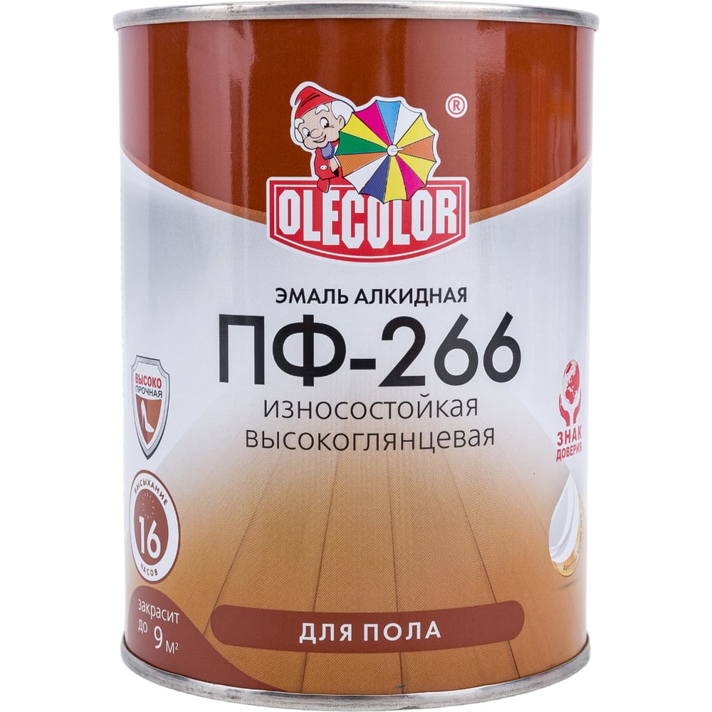 Эмаль для пола Olecolor ПФ-266 светлый орех, 0.9 кг 4300011453 ...