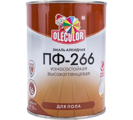 Эмаль для пола Olecolor ПФ-266 светлый орех, 0.9 кг 4300011453