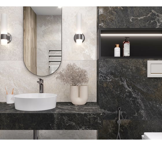 Керамогранит LAPARET Blaze nero графитовый, 60x60 см, сатинированный карвинг, 1.44 кв. м, 4 шт. х9999293137