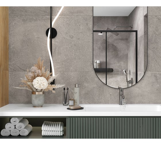 Керамогранит LAPARET Dosimo grey серый, 60x60 см, сатинированный карвинг, 1.44 кв. м, 4 шт. х9999293143
