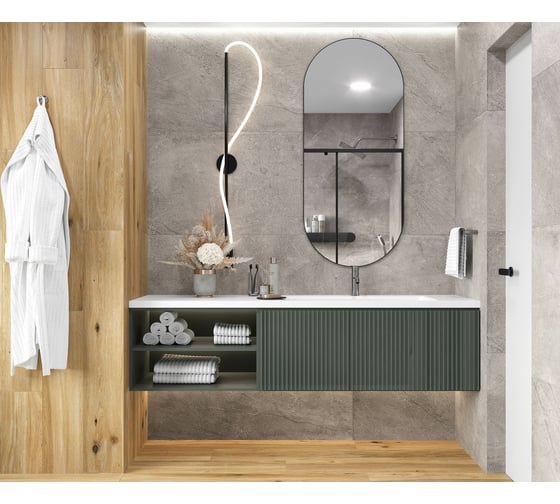 Керамогранит LAPARET Dosimo grey серый, 60x120 см, сатинированный карвинг, 1.44 кв. м, 2 шт. х9999293164