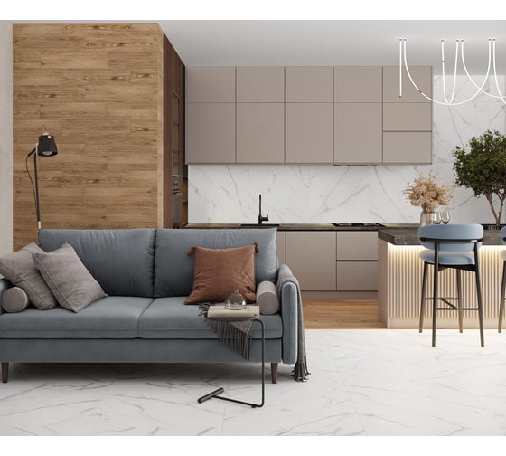 Керамогранит LAPARET Carrara prestige белый, 80x80 см, лаппатированный 1,92 кв. м, 3 шт. х9999293130