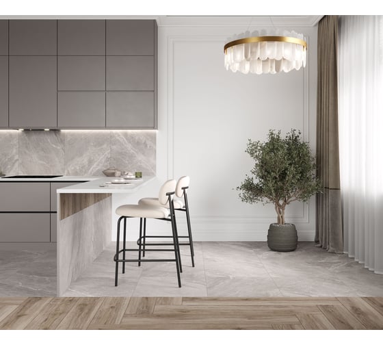 Керамогранит LAPARET Crystal grey серый, 60x60 см, сатинированный, 1.44 кв. м, 4 шт. х9999294753