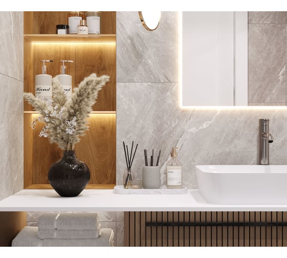 Керамогранит LAPARET Crystal grey серый, 60x60 см, сатинированный, 1.44 кв. м, 4 шт. х9999294753