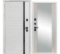 Дверь DIVA МХ-45 зеркало, 2050x860 мм, левая, Белая шагрень - Д15, Сандал белый УТ-00078186