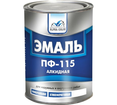 Эмаль Alpha Color ПФ 115, белая, матовая, 0.8 кг 34710