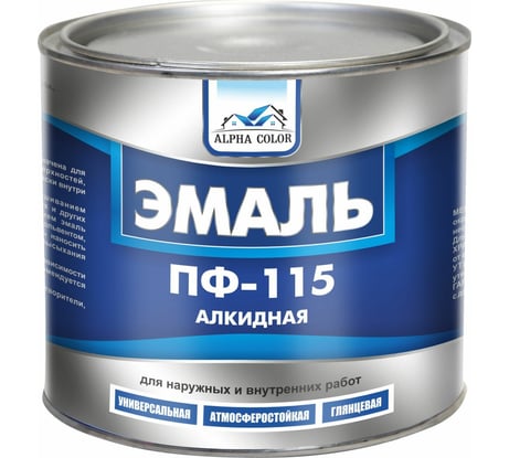 Эмаль Alpha Color ПФ 115, черная, 1.9 кг 35413