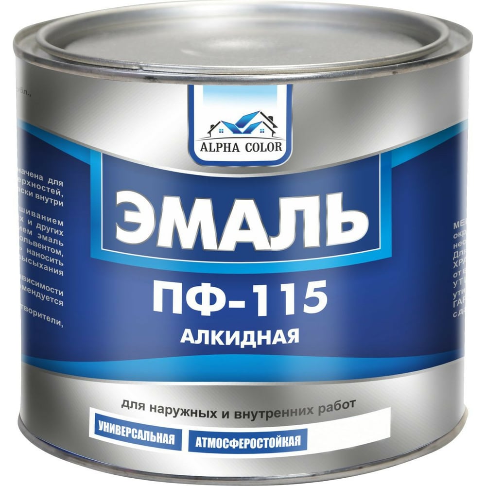 Эмаль Царицынские краски Alpha Color ПФ 115, белая, матовая, 1.9 кг ...