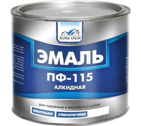 Эмаль  Alpha Color ПФ 115, белая, матовая, 1.9 кг 34711