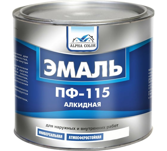 Эмаль Царицынские краски Alpha Color ПФ 115, белая, матовая, 1.9 кг 34711 1