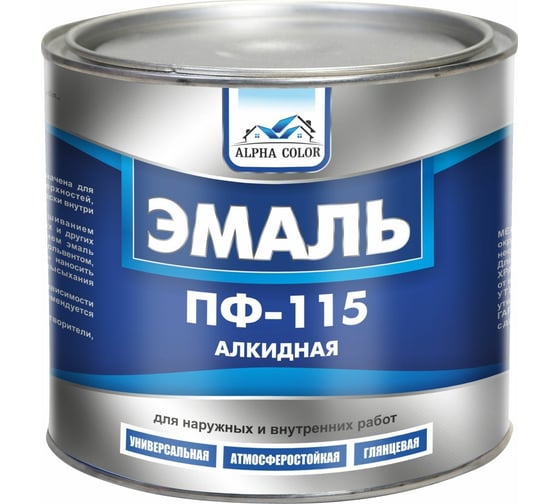 Эмаль Царицынские краски Alpha Color ПФ 115, ярко-зеленая, 1.9 кг 49150 1