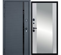 Дверь DIVA МХ-45 зеркало, 2050x860 мм, левая, Антрацит софт - Д15, Белый софт УТ-00077603