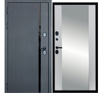 Дверь DIVA МХ-46 зеркало, 2050x860 мм, левая, Антрацит софт - Д15, Белый софт УТ-00076768