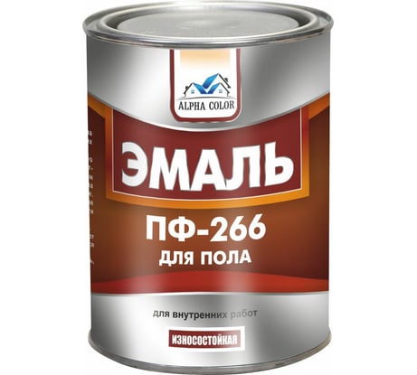 Эмаль для пола  Alpha Color ПФ-266, желто-коричневый, 0.8 кг 34786