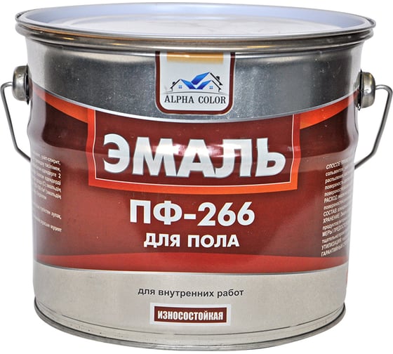 Эмаль для пола Царицынские краски Alpha Color ПФ-266, красно-коричневый, 3.2 кг 49170 1