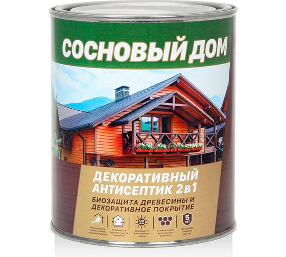 Декоративно-защитный состав для древесины ЗАО Декарт Сосновый дом орегон, 0.8 л 29519