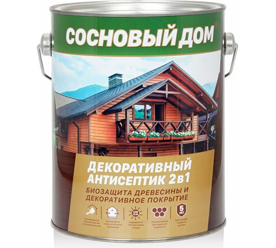 Декоративно-защитный состав для древесины ЗАО Декарт Сосновый дом ореховое дерево, 2.7 л 29532