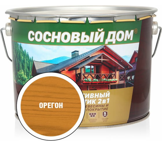 Декоративно-защитный состав для древесины ЗАО Декарт Сосновый дом орегон, 9 л 29539