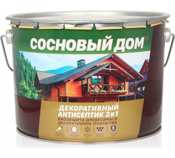 Декоративно-защитный состав для древесины ЗАО Декарт Сосновый дом орегон, 9 л 29539