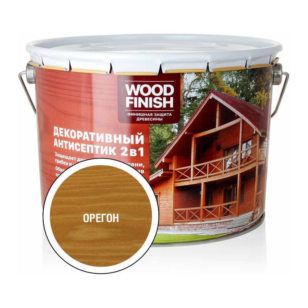 Декоративный антисептик ЗАО Декарт WOOD FINISH для дерева, орегон, 9 л  28484 - выгодная цена, отзывы, характеристики, фото - купить в Москве и РФ