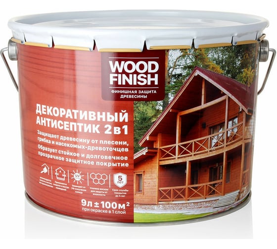 Декоративный антисептик ЗАО Декарт WOOD FINISH для дерева, орегон, 9 л 28484