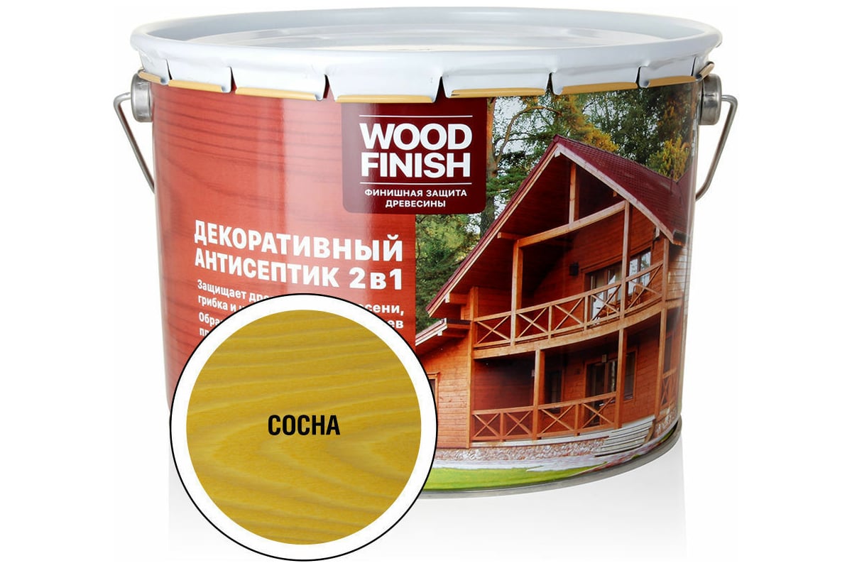 Декоративный антисептик ЗАО Декарт WOOD FINISH для дерева, сосна, 9 л 28485  - выгодная цена, отзывы, характеристики, фото - купить в Москве и РФ