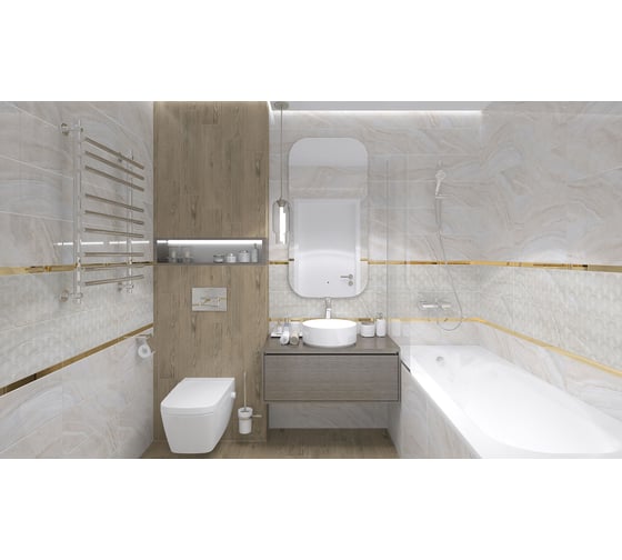 Керамическая настенная плитка LAPARET Soft бежевый, 20x50 см, 1.1 кв. м, 11 плиток в упаковке х9999284086