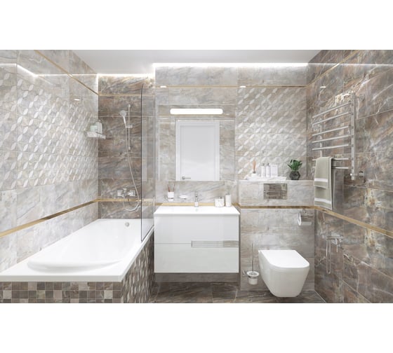 Керамическая настенная плитка LAPARET Rich бежевый, 25x75 см, 1.69 кв. м, 9 плиток в упаковке х9999281563