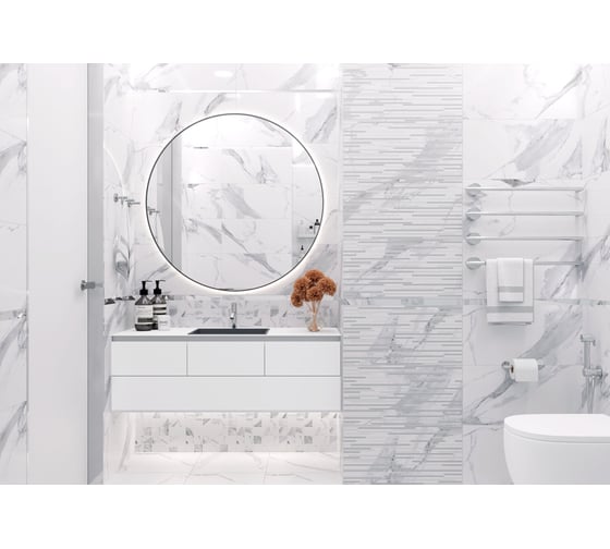 Керамическая настенная плитка LAPARET Suite белый, 30x60 см, 1.8 кв. м, 10 плиток в упаковке х9999285816