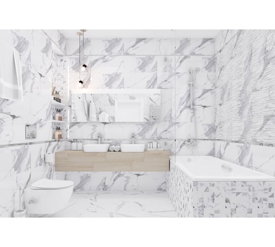 Керамическая настенная плитка LAPARET Suite белый, 30x60 см, 1.8 кв. м, 10 плиток в упаковке х9999285816