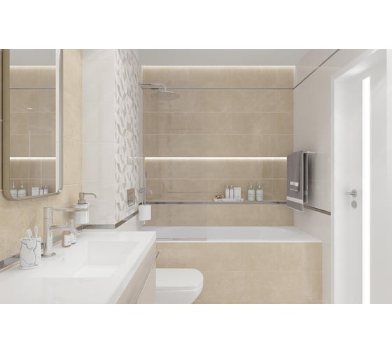 Керамическая настенная плитка LAPARET Slim бежевый, 25x50 см, 1.5 кв. м, 12 плиток в упаковке х9999281835