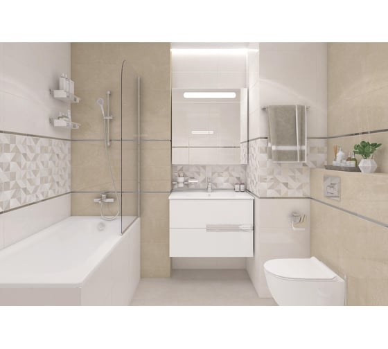 Керамическая настенная плитка LAPARET Slim бежевый, 25x50 см, 1.5 кв. м, 12 плиток в упаковке х9999281835