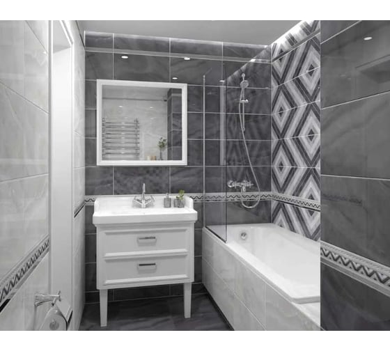 Керамическая настенная плитка LAPARET Prime серый, 25x50 см, 1.5 кв. м, 12 плиток в упаковке х9999219817