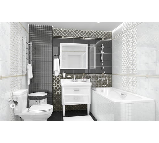 Керамическая настенная плитка LAPARET Royal белый, 20x60 см, 1.2 кв. м, 10 плиток в упаковке х9999217267