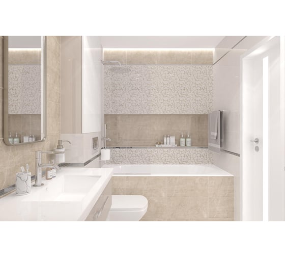 Керамическая настенная плитка LAPARET Slim светлый, 25x50 см, 1.5 кв. м, 12 плиток в упаковке х9999281836