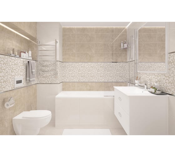 Керамическая настенная плитка LAPARET Slim светлый, 25x50 см, 1.5 кв. м, 12 плиток в упаковке х9999281836