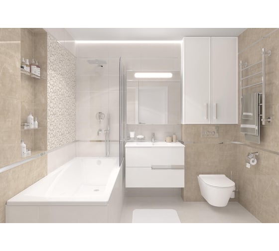 Керамическая настенная плитка LAPARET Slim светлый, 25x50 см, 1.5 кв. м, 12 плиток в упаковке х9999281836