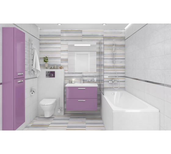 Керамическая настенная плитка LAPARET Step серый, 20x60 см, 1.2 кв. м, 10 плиток в упаковке х9999217282
