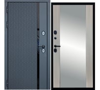 Дверь DIVA МХ-47 зеркало, 2050x860 мм, левая, Антрацит софт - Д15, Сандал белый УТ-00077824