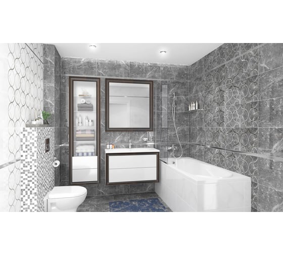 Керамическая настенная плитка LAPARET Crystal серый, 30x60 см, 1.98 кв.м, 11 плиток в упаковке х9999213193