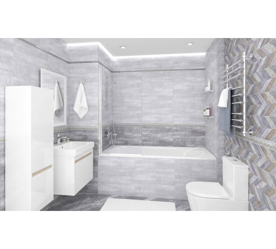 Керамическая настенная плитка LAPARET Allure серый 20x60 см, 1.2 кв.м, 10 плиток в упаковке х9999217197