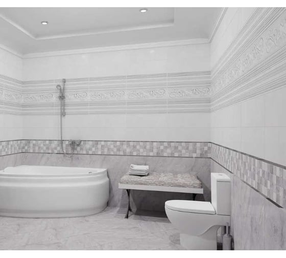Керамическая плитка LAPARET Мармара мозаика, серый, 20x60 см, 1.2 кв.м, 10 плиток в упаковке х9999114316