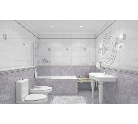 Керамическая настенная плитка LAPARET Afina серый, узор, 20x40 см, 1.2 кв.м, 15 плиток в упаковке х9999123263